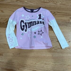 Limited Too long sleeve pastel pink sparkles glitter gymnast graphic tee Medium